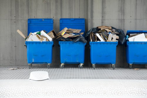 Construction site in Sydenham with waste management setup